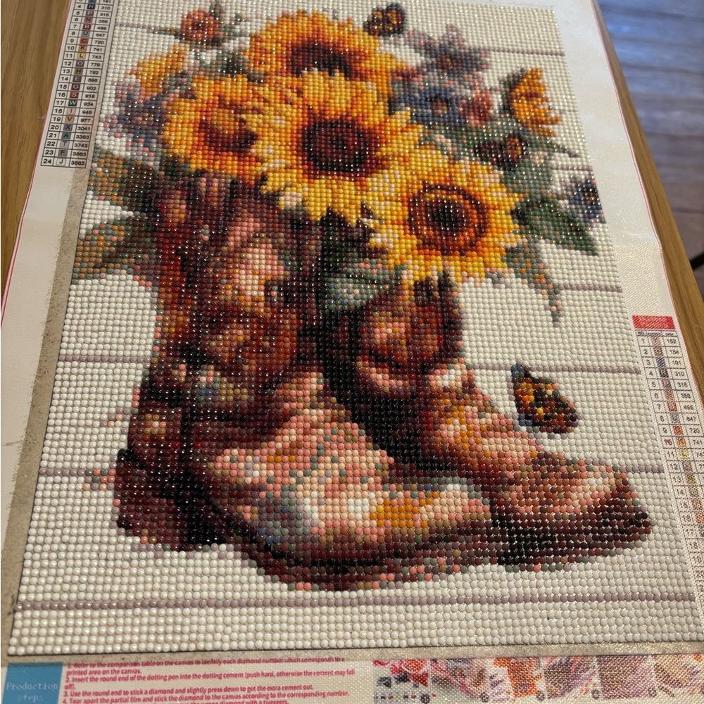 Sunflower And Boots Diamond Painting